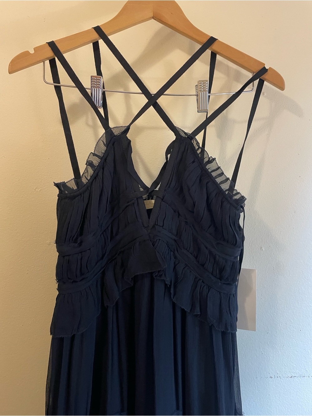 Ulla Johnson Agatha gown - Black Ruffled Tiered Maxi Dress with Strappy V-Neck - Picture 11 of 12